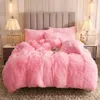 Bedding sets Fluffy Comforter Cover Bed Set Faux Fur Fuzzy Duvet Luxury Ultra Soft Plush Shaggy 3 Pieces 230314