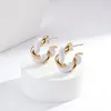 Hoop Earrings Lifefontier Vintage Enamel Metal Twisted Weave For Women Black White Gold Color Geometric Circel Jewelry