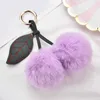 Keychains Plush Faux Fur Fruit Bag Car Pendant Cherry Wi PU Leaves Hair Ball Key Ring Fashion Sweet Fluffy Pompon Keychain Women Gift L230314