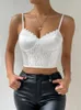 Women's Tanks UPTOAILEI Elegant White Women Floral Lace Crop Camis Top Sexy Korea Fashion Cami With Thin Straps Female Party Dance Stage