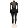 Chemisiers pour femmes Tight Sexy Perspective Blouse pour femmes Mesh Long Sleeve Two Piece Nightclub Suit