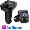 X8 FMワイヤレストランスミッターAUXモジュレーター充電器Bluetoothハンドフリーカーキットオーディオプレーヤー充電デュアルUSB充電器用iPhone 13 12 11 Pro