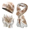 Beanies Beanie/Skull Caps 45# Men Women Winter Warm Knitted Adult Windproof Hat Cycling Skiing Tie-dye Printed Knit Scarf Gloves Sets Delm22