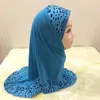 Etniska kläder muslimska flickor hijab halsduk leopard tryck färg match omedelbar headwrap islamiska barn burka hijabs turban sjal i 2-7 år gammal