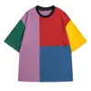 T-shirt da donna Original Niche T-shirt da donna estiva allentata Cotton Color Block manica corta Femme Tee Shirt Top Lettera Ricamo Polsini Vintage 230314