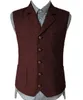 Mens Vests Tailored Brown Herringbone MenS Waistcoat 3 Big Pockets Customized Color Size VNeck Vest Wedding Clothing Dinner Party Wear 230313