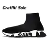 2023 Sockenschuhe Männer Frauen Graffiti weiß schwarz rote Beige Pink Clear Sohle Schnür-up Neon gelbe Herren Damen Socken Speed Runner Trainer Flat Plattform Sneakers Casual Casual