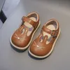 Pierwsze spacerowicze 11,5-15 cm marka niemowlęta skóra Pierwsza piechurki solidne kreskówki maluch dziewcząt chłopcy płaskie buty uszy dziecięcy księżniczka butów 230314