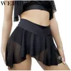 Gonne WEPBEL Minigonna in chiffon sexy a vita alta da donna Elegante estate Slik Thin See Through Irregular Short