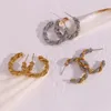 Hoop Earrings 2023 Gold Plated Silver Color Twisted Rope Chain For Girl Stainless Steel Waterproof Earring Jewelry