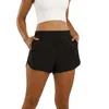 Shorts de course Casual Femmes Sports Légers Yoga Cordon Taille Haute Lâche Double Couche Gym Avec Poche