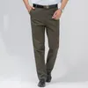 Calça masculina verão masculino Pant fino da calça de algodão grosso clássico clássico sólido casual e sem graça de cintura alta cargo de escritório gozbkf