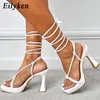 Top Platform Sandalen Dames Zomer Fashion Square Toe enkelriem Strange Heel Pumps Ladies Schoenen Maat 35-42 230306