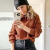 Women's Sweaters Ardm Fashion Lapel With Zipper Loose Winter Solid Knitted Women Vintage Long Sleeve Top Casual Female Pullovers Jumpers