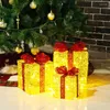 Décoration de fête QX2E Lot de 3 coffrets cadeaux éclairés de Noël avec prise US pour les mariages de vacances Yard Home Decor intérieur