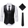 Coletes masculinos masculino vinho vermelho paisley cistas slim (lenço de gravata de colete) define moda jacquard fester wedding smoking terno vestido homem