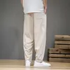 Herrbyxor Spring Cotton Linen Men Elastic midja Casual Harem Pant Loose Sweatpants Traditionella kinesiska byxor Pantalons Homme 230314