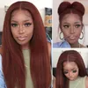 Fashion New Reddish Brown Kinky Straight Wigs pour les femmes noires Hd dentelle pré-plumée Remy Human Hair 13x4 Transparent Lace Front Wig 130% densité DIVA1