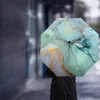 Parapluies Marbre Turquoise Parapluie Automatique Hommes Femmes Pluie Coupe-Vent En Plein Air Voyage Soleil Trois Parapluies Pliants 8 Côtes Cadeau Parasol 230314
