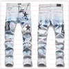 2023 hot Men's Jeans Designer European Jean Hombre Letter Star Men Embroidery Patchwork Ripped For Trend Brand Motorcycle Pant Mens Skinny