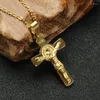 Collares colgantes 316L Acero inoxidable INRI Jesús Cruz Crucifijo Collar para hombres Mujeres Color oro Metal Religioso