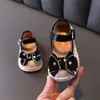 First Walkers Baby First Walks Leather Toddler Girls Princess Shoes Butterfly-Knot Soft Sole Outdoor Infant Shoes 15-25 230314