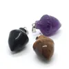 Colares pendentes Kft Natural Gemstone Mini esculpido pinho curando quartzo de cristal ametistas águidos jóias de colar de cadeia de pedra