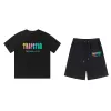 Qualité supérieure hommes trapstar t-shirt chemises de créateurs imprimer lettre luxe noir et blanc arc-en-ciel couleur sport mode coton cordon haut short à manches courtes costume S2