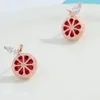 Stud Earrings Fashion Jewelry Design Exquisite Lemon Fruit Compact For Women Cubic Zircon ZC Temperament