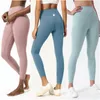 LL-N1903 Womens Nudity Pants Yoga Outfit Leggings Running Slim Ninth Pants Exercise Adult High Waist Warm Fitness Wear Girls Tights Elastic Skinny Sportswear