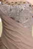 パーティードレスKhaki Mini Cocktail Tiered Crystal Beaded Chiffon Women Short Dress Beautiful Graduation for Prom Gowns