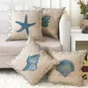 Pillow Sea Marine Shell Cover Ocean Starfish Linen Case Sofa Home Decor Decorative Decoration Pillowcase