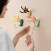 Hooks & Rails Cute Antlers Hook Free Punch Strong Adhesive Non-marking Kitchen And Bathroom Supplies Home Decoration Accessorie