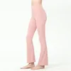 LL-9012 Pantaloni da donna Completi da yoga Pantaloni a vita alta Sollevare i fianchi Sciolto Esercizio sportivo Palestra Corsa Pantaloni lunghi a zampa d'elefante Vita elastica Asciugatura rapida