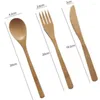 Учебные посуды наборы 3PCS/SET Eco-Friendly Portable Portable Countery Set Bamboof News Fork Dableware LX7154