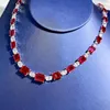 Chaînes 2023 S925 Silver Pigeon Blood Red Single Row Full Diamond Collier Chaîne 38 5mm Collier