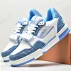 Ontwerper platte sneaker virgil trainer casual schoenen denim canvas lederen abloh wit groen rode blauwe letter overlays modeplatform heren wome