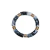 Charm Bracelets 2023 Couple Acrylic Round Medium Tube Stretch Bracelet For Women Temperament Resin Curved Bar Beaded Bangle Jewelry