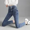 Kvinnor jeans högkvalitet vintage highwaist stretch mager mode knapp blyerts byxor mamma casual 230313