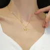 Dragonfly Pendants Necklace Jewelry Accessories For Elegant Women Luxurious Short Clavicle Chain Gifts 316L Stainless Steel