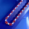 Chaînes 2023 S925 Silver Pigeon Blood Red Single Row Full Diamond Collier Chaîne 38 5mm Collier