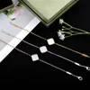 2023 Classic Crystal Fashion Chain Four-leaf Closed Women's Bracelet High Quality Stainless Steel Designer Jewelry