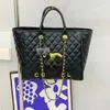 Chanei Luxury Tote Bag DesignersBag Classic Diamond Lattice Handbag本革ポータブルチェーントップハンドルショッピングバッグショルダーバッグダークカラー43x18x29cm