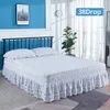 Sängkjol 38 cm droppvit ihålig säng kjol dekorativ broderi säng kjol elastisk band säng täckning utan ythem bäddskydd 230314