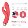 Vibratorer Yamiee Rabbit Vibrators Uppvärmningsfunktion Vagina G Spot Clitoris Nipple Dual Stimulator Massager Dildo Sex Toys Shop 230314