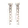 Orecchini a cerchio Boho Tassel Long Bohémien Fringe Chain Dropsone Rhinestone Crystal Bridal lampadario balla per il matrimonio