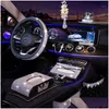 Couvre Volant Ers Strass Cristal Voiture Er Pu Cuir Volant Accessoires Case Styling 682 Drop Delivery Mobiles Mot Dhjv8