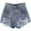 Pantalones cortos de mujer Pantalones vaqueros de cintura alta Diseño de borla de verano corto Ripped Straight denim 230314