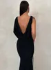 Party Dresses Cryptographic Sexy Backless Slip Draped Gown Maxi Dress Outfits For Women Elegant Party Club Dresses Robes Vestido Solid Clothes L230313