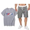 Survêtements pour hommes Marque d'été Imprimé T-shirt pour hommes Shorts Set TRAPSTAR Survêtement de sport pour hommes O Neck Short Sleeve Cool Men's Clothing 230313